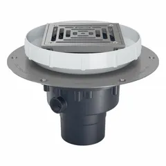 This ZURN height adjustable floor drain is constructed of PVC with a solvent weld connection for 3 in nominal pipe size. It features a 5 in silver grate and includes a stainless steel mesh screen to trap debris. Suitable for commercial and industrial drainage applications where surface water collection and removal is required.