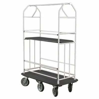 GLARO Bellman Cart: 1 in Frame Dia, 49 in Overall Lg, 25 in Overall Dp, 71 in Overall Ht - Condo Bellman Carts