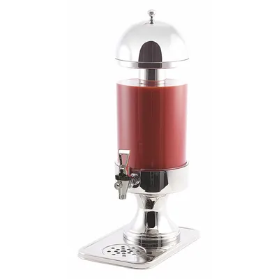 SPRING USA Acrylic Beverage Dispenser, 1.9 gal, Clear/Silver, Round, 25 in H - Polycarbonate & Stainless Steel Dispensers