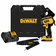 This cordless cable cutter features a pistol-grip design and is powered by a 20V MAX* battery system with 2 Ah capacity. It cuts up to 1000 MCM aluminum and 750 MCM copper cable. Suitable for cutting large-gauge cables in electrical and utility applications.