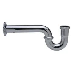 This ZURN P-Trap is made of brass with a chrome-plated finish. It has a 1-1/4 in nominal pipe size and a slip joint connection. The overall length is 12-1/2 in, and an escutcheon is included. It is used in plumbing systems to prevent sewer gases from entering buildings, typically installed under sinks.