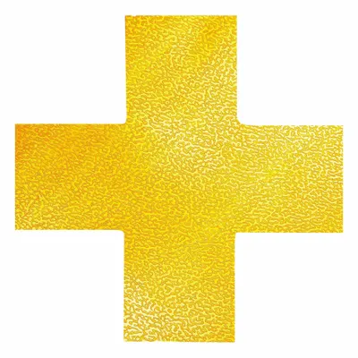 DURABLE Floor Marking Cross Shape: Cross, Solid, Yellow, No Legend, 5 29/32 in x 5 29/32 in - Cross-Shaped Floor Marking Tape