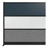This add-on room divider features an eggshell aluminum frame with a gray acrylic panel and blue secondary color. It is designed to create flexible, private workspaces in open offices, training rooms, or collaborative areas without permanent construction