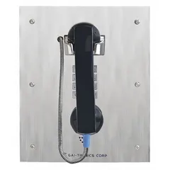 This flush-mount rugged phone is designed for hazardous areas, featuring a keypad and speakerphone for hands-free communication over PSTN networks. Its construction is suited for indoor wall mounting in environments requiring reliable voice communication.