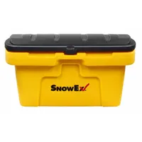 This stationary salt container has a 3 cu ft capacity and includes a lid to keep contents dry. Its rectangular, rigid design with solid walls allows stacking for space-efficient storage. Typical applications include storing and dispensing bulk ice melt or salt in commercial and municipal facilities