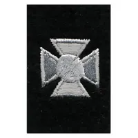 HEROS PRIDE Embroidered Patch: Cross, 3/4 in, Black/Silver, Polyester/Rayon, Rank Insignia (MPN 5512)