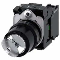SIEMENS Selector Switch: 2 Position, 22 mm Panel Mounting Size, 1NO, Series 3SU1100 (MPN 3SU1100-4BF11-1BA0)