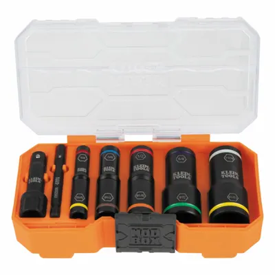 KLEIN TOOLS: 1/4 in to 3/16 in Socket Size Range (MPN 65618) - Flip Socket Sets