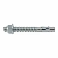 Zinc-plated steel wedge anchors for fastening to solid concrete. Each anchor has a 3/4 in diameter, 7 in overall length, 4 1/2 in thread length, and 3/4"-10 thread size. Suitable for securing structural steel, machinery, and heavy equipment in industrial and commercial applications. Sold in a 20-pack.