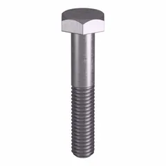 Grade B8M heavy hex bolt with 3/8"-16 thread size, plain finish, and inch system of measurement. Manufactured to ASTM A193 material quality standards and ASME B18.2.1 dimensional standards. Supplied in a pack of five without nuts. Suitable for structural connections in high-temperature and corrosive environments.