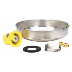 Stainless steel bowl for commercial plumbing applications, suitable for washroom or janitorial sinks. Provides a corrosion-resistant surface for handwashing or utility tasks in industrial facilities, schools, and public restrooms.