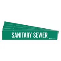 Pipe Marker: Sanitary Sewer, Green, White, Fits 2 1/2 to 7 7/8 in Pipe O.D., 1 Pipe Markers, 5 PK (MPN 7250-1-PK)
