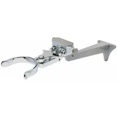Brass knee pedal valve assembly with polished chrome finish and 1/2 in NPT connection. Includes flow adjustment screw. Overall width 7 5/16 in. Used for hands-free faucet operation in commercial and healthcare settings.