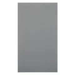 This phenolic panel is designed for constructing bathroom partitions. It features a Silver Gray matte finish and a resin-impregnated kraft paper core. Dimensions: 58 inches high, 60 inches wide, 1/2 inch thick. Suitable for commercial restroom applications.