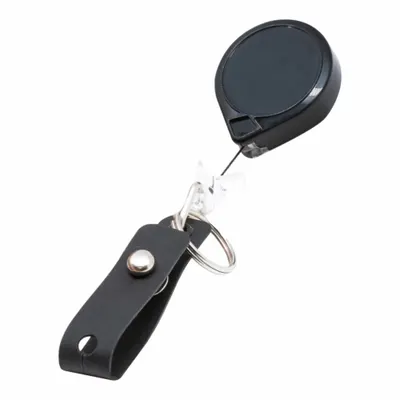 KEY-BAK Badge Holder: Split Key Ring/Strap, Horizontal/Vertical, 1/2 in Badge Pouch Wd - Retractable Tethers for Badges