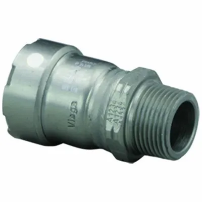 VIEGA MEGAPRESS Steel Press Pipe Fitting, Press-fit x MNPT, FKM, 1/2 in - Steel Press Pipe Fittings