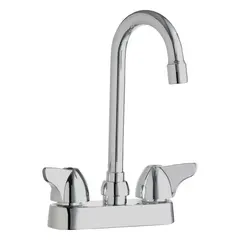 Centerset bathroom faucet constructed from cast brass with a polished chrome finish. Includes mounting hardware and features a 1/2-inch NPSM connection. Suitable for bathroom sinks requiring a centerset handle configuration.
