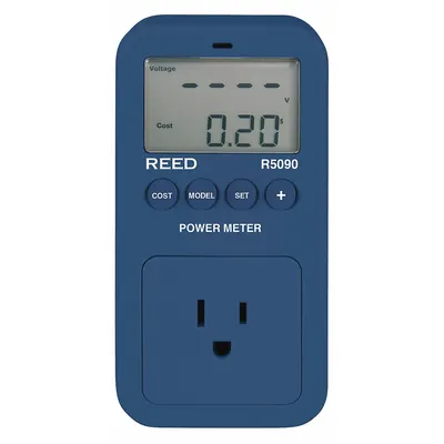 REED INSTRUMENTS Power Meter: 120 V Max AC Volt Measured, For Single Phase, CAT II 150V - Power Meters
