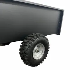 This MILWAUKEE dump cart features a 20 cu ft steel container with 18 ga construction and a 1,600 lb load capacity. Designed for transporting bulk materials such as soil, gravel, or scrap in industrial settings, it includes two wheels for maneuverability.