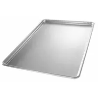 Full-size sheet pan made of aluminum with a glazed coating and closed bead closure. Solid construction, gray finish. Suitable for baking, roasting, and general food preparation in commercial kitchens