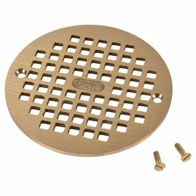 OATEY Grate: Round, 5 1/4 in Overall Dia, 1/4 in Overall Ht, Brass, Brass, Brass - Light-Duty Floor Drain Grates (Class A)