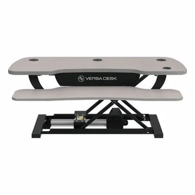 VERSADESK Standing Desk: Electronic, Gray, Wood, 40 in Overall Wd - Electronic Standing Desk Converters