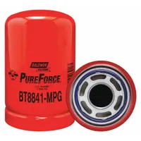Spin-on hydraulic filter with cellulose media for hydraulic fluid systems. Features a 1-3/8"-12 thread size and includes an attached gasket. Compatible with JCB vehicles. Used to remove contaminants from hydraulic fluid in mobile and industrial equipment