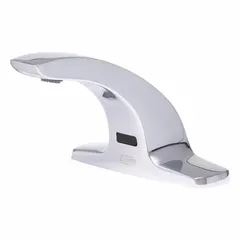 This ZURN AquaSense® single-post sensor faucet is constructed of brass with a chrome finish. It features a spray function and NPSM connection, and includes an aerator and key. Designed for touch-free operation in commercial restrooms and public spaces.