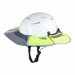 This polyester sun visor mounts over hard hats and helmets with a wide brim design to provide shade. Suitable for outdoor work environments where sun glare and UV exposure are concerns. Color: Black.