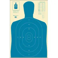 Paper silhouette target for scoring and qualification use. Blue color provides high contrast. Each target measures 35 inches high by 23 inches wide. Sold in packs of 100