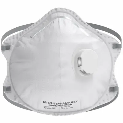 KLEENGUARD Particulate Respirator: Adj, Molded Nose Clip, Comfort, White, Universal Mask Size - N95 Respirators with Exhalation Valve