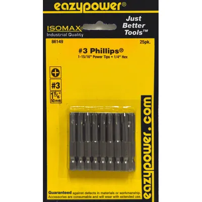 EAZYPOWER Driver Bit: Power Bit, Imperial, PH2 Bit Industry Size, #2 Bit Size, Std - Power Bits