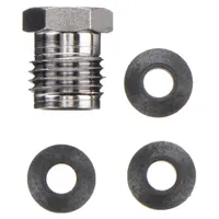 The DEVILBISS FLG-484 is a fluid needle packing kit for paint spray guns. It includes a nut and packings to seal the fluid needle, preventing leaks and maintaining consistent spray performance. Used during routine maintenance or repair of spray equipment