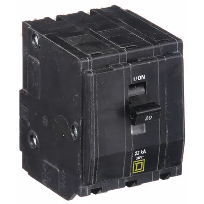 SQUARE D Miniature Circuit Breaker: 20 A, 120/240V AC, Three Phase, 22kA at 120/240V AC - QO Series, Plug-In Square D Miniature Circuit Breakers