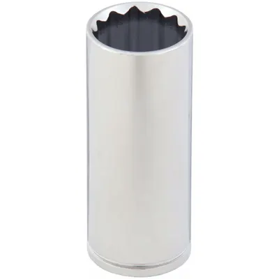 WESTWARD Socket: Metric, 1/2 in Drive Size, 26 mm Socket Size, 12-Point, Deep, Chrome - 1/2" Drive Hand Sockets
