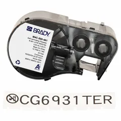 Thermal transfer continuous label roll cartridge for labeling 0.5 mL vials and tubes. 25 ft roll of cryogenic autoclavable polyester, black on white. Compatible with BMP51 printer series.