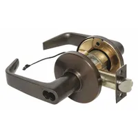 This electric lever lockset is designed for storeroom applications requiring access control. It features a Dark Oxidized Satin Bronze, Oil Rubbed Bronze finish, is ADA compliant, and has an angled lever style. Suitable for commercial facilities such as offices, schools, and hospitals
