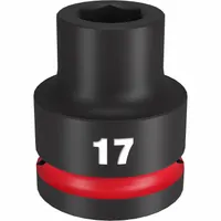 MILWAUKEE Standard Impact Socket: 3/4 in Drive Size, Metric, 17 mm Socket Size, 6-Point, Std (MPN 49-66-6356)
