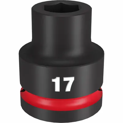 MILWAUKEE Standard Impact Socket: 3/4 in Drive Size, Metric, 17 mm Socket Size, 6-Point - 3/4" Drive Impact Sockets