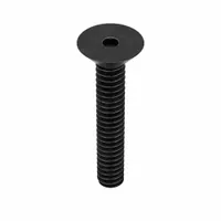 Flat head socket cap screw with #6-32 thread size, 3/4 inch length, and 5/64 inch drive size. Made from alloy steel with a black oxide finish. Right-hand thread, inch system. Supplied in a 100-piece pack. Used for fastening components requiring a flush, countersunk surface in machinery, fixtures, and industrial equipment
