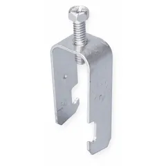 Steel strut clamp with electroplated finish for securing 1 in trade size conduit to 1-5/8 in strut channels. Accommodates cable range 0.720 in to 1.160 in. Used in electrical installations to support and route conduit runs.