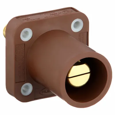 HUBBELL Single Pole Receptacle: Brown, Straight Taper Nose Mating, Threaded Stud Termination - Receptacles with Threaded Stud Terminations