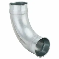 Steel elbow with 90° angle for 4-inch duct diameter. Overall length 10 inches, centerline radius 1 1/2 inches. Used in ventilation, dust collection, and exhaust systems to redirect airflow.