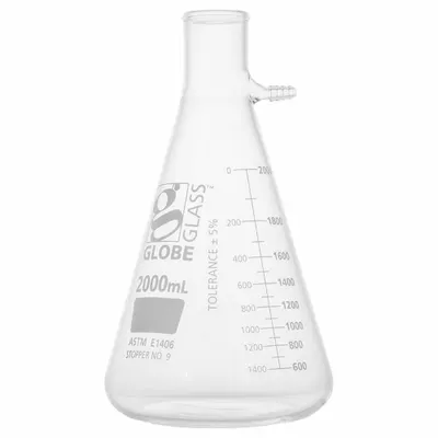 GLOBE SCIENTIFIC Filtering Flask: 2 L, Colorless, Round, A - Glass Filtering Flasks