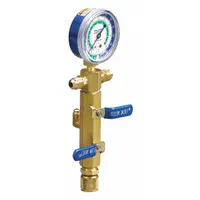 This YELLOW JACKET SuperEvac single manifold gauge features two valves and a 2-1/2 inch gauge for use with R-22 refrigerant. Designed for evacuation and charging of HVAC-R systems, it does not include gauge boots, sight glass, or hoses. Suitable for service technicians measuring system pressures during maintenance or repair