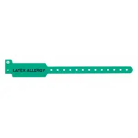 ID Wristband: Latex Allergy, 10 1/4 in Overall Lg, 1 3/8 in Overall Wd, Plastic, Green, 500 PK (MPN ALR-PW-35)