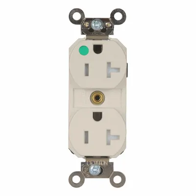 LEVITON Plugs and Receptacles: Hospital Grade, Duplex, 5-20R, Light Almond, 125V AC - General Purpose Receptacles