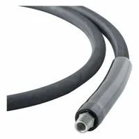 This hydraulic hose assembly has a 1/4 in inner diameter and is 6 ft long. It features NPTF x NPTF fittings with a 1/4 in x 1/4 in fitting size. The hose is black with a rubber tube material. Suitable for low-pressure fluid transfer in hydraulic systems, lubrication circuits, and coolant lines