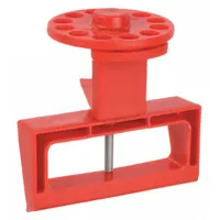Clamp-on lockout device designed for oversized three-phase circuit breakers rated 120/277V AC. Secures the breaker in the off position during maintenance to support lockout/tagout procedures. Does not include a cable tie slot