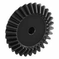 Straight bevel gear with gear ratio 1.5, module m 2.5, 30 teeth, black oxide-coated steel. Transmits power between intersecting shafts, typically at 90°, for industrial machinery and drive systems